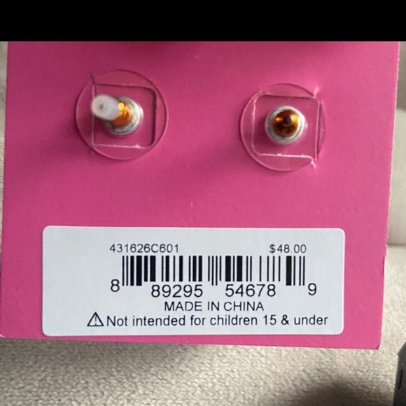 Betsey Johnson White Strawberry Red Crystal Faux Pearl Drop Earrings - Picture 5 of 8